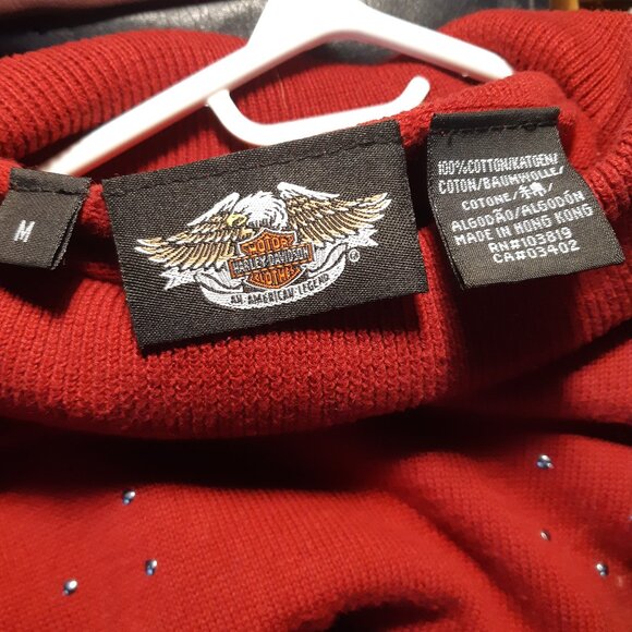 Harley Davidson turtle-neck deep red sweater Size M - Picture 5 of 9